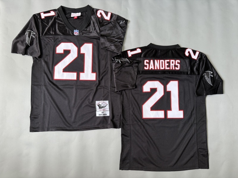 Men 2025 Atlanta Falcons #21 Sanders black Throwback Limited NFL Jersey style 001